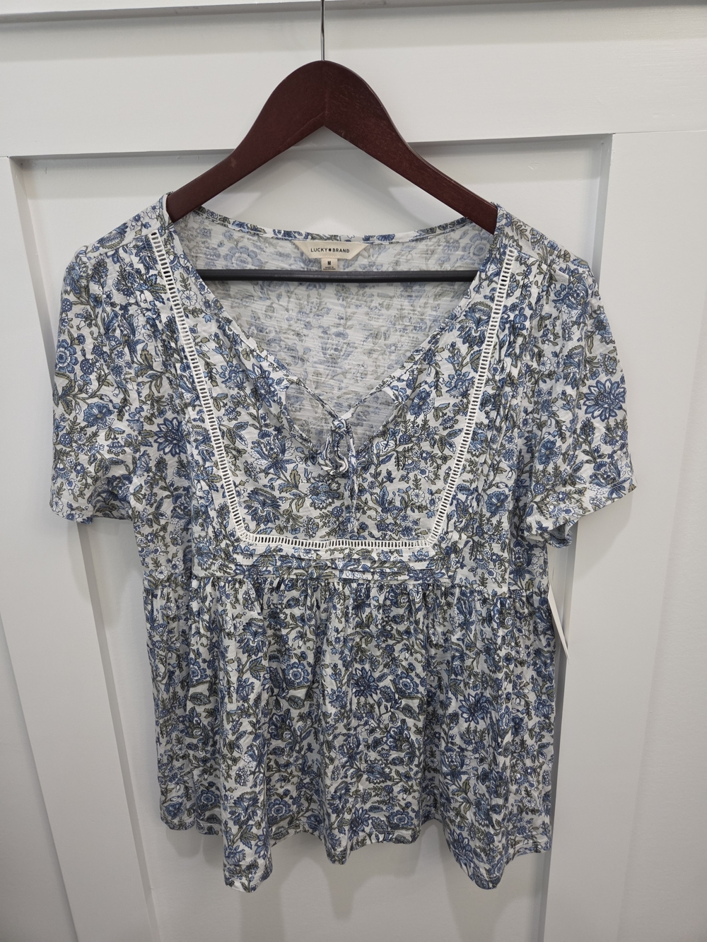 Lucky Brand Blue and White Floral Babydoll Tunic